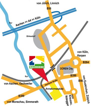 Anfahrtsskizze zur Baumesse Düren