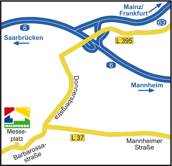 Anfahrtskizze zur Baumesse Kaiserslautern